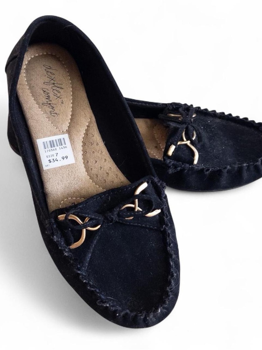 Dexflex Comfort Black Moccasin Loafers Women’s Size 7 Casual Slip-On Shoes